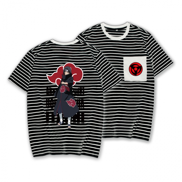 Naruto Striped Letters Color Loose Short Sleeve T-Shirt from S to XXXL