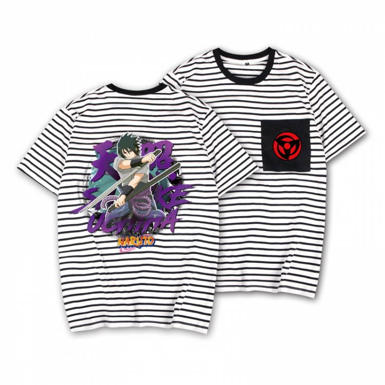 Naruto Striped Letters Color Loose Short Sleeve T-Shirt from S to XXXL