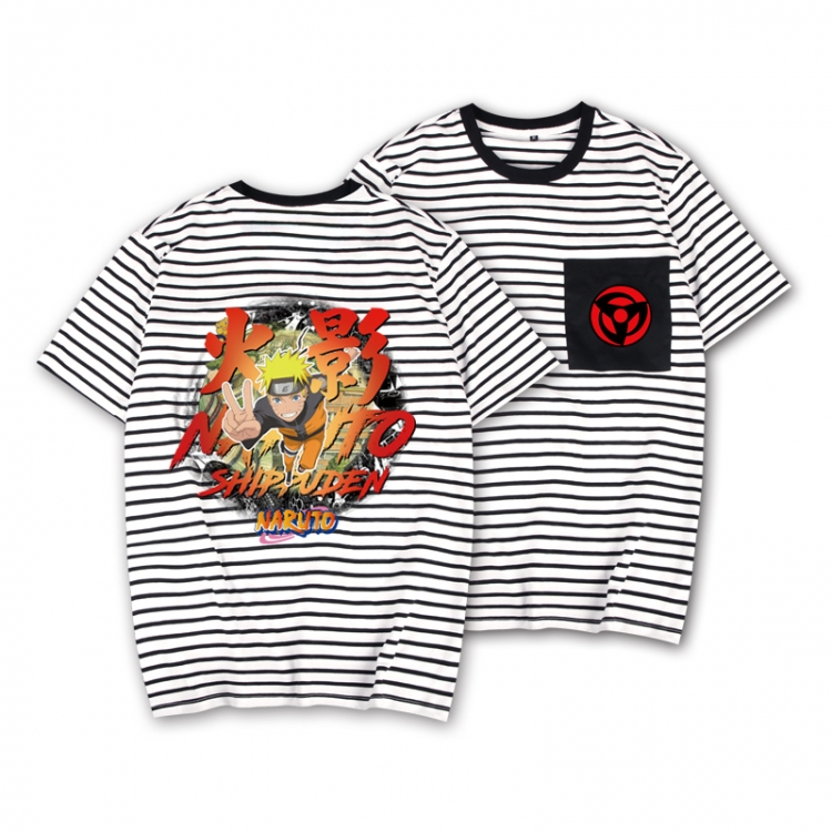 Naruto Striped Letters Color Loose Short Sleeve T-Shirt from S to XXXL