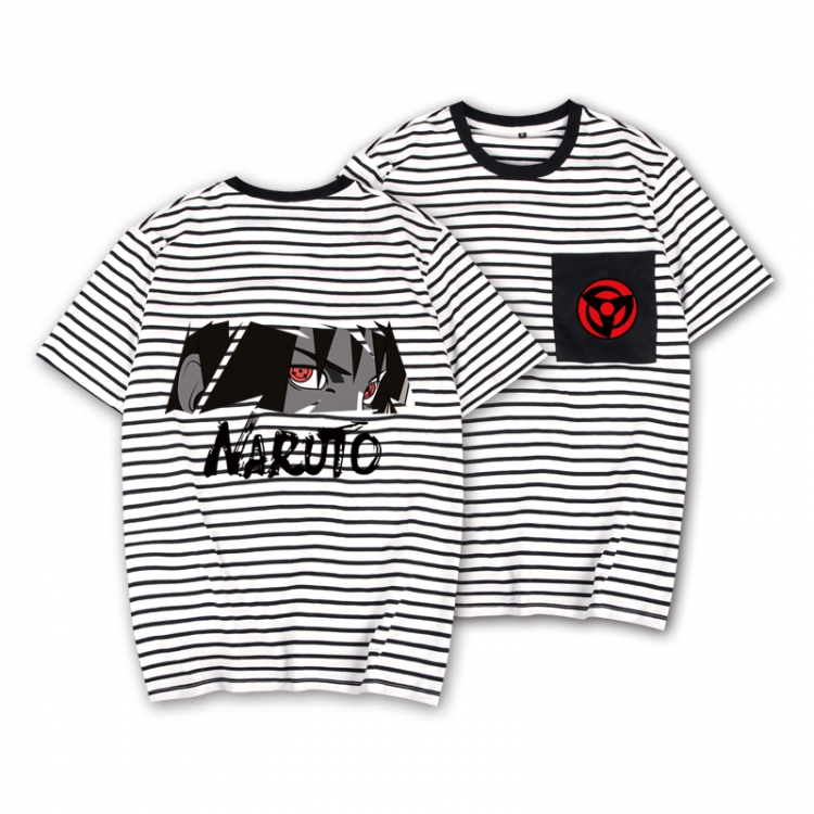 Naruto Striped Letters Color Loose Short Sleeve T-Shirt from S to XXXL