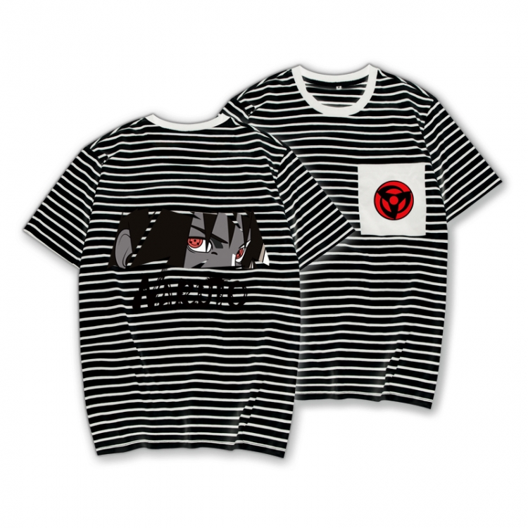 Naruto Striped Letters Color Loose Short Sleeve T-Shirt from S to XXXL