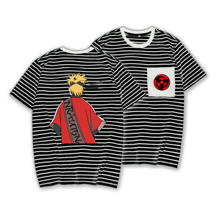 Naruto Striped Letters Color Loose Short Sleeve T-Shirt from S to XXXL