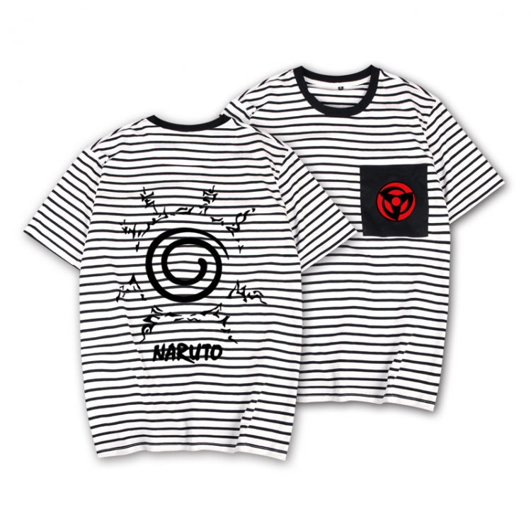 Naruto Striped Letters Color Loose Short Sleeve T-Shirt from S to XXXL