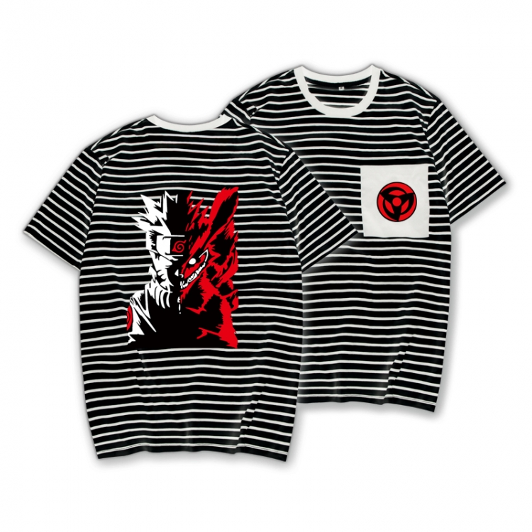 Naruto Striped Letters Color Loose Short Sleeve T-Shirt from S to XXXL