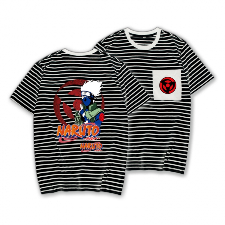 Naruto Striped Letters Color Loose Short Sleeve T-Shirt from S to XXXL