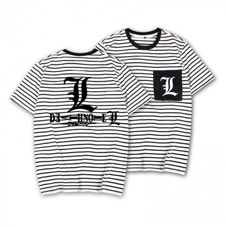 Death note Striped Letters Color Loose Short Sleeve T-Shirt from S to XXXL
