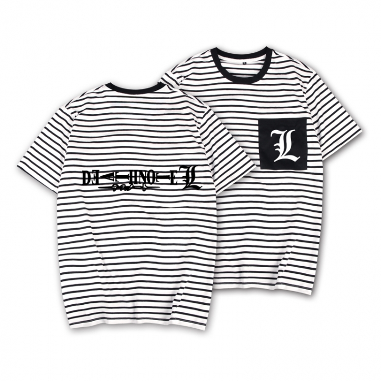 Death note Striped Letters Color Loose Short Sleeve T-Shirt from S to XXXL