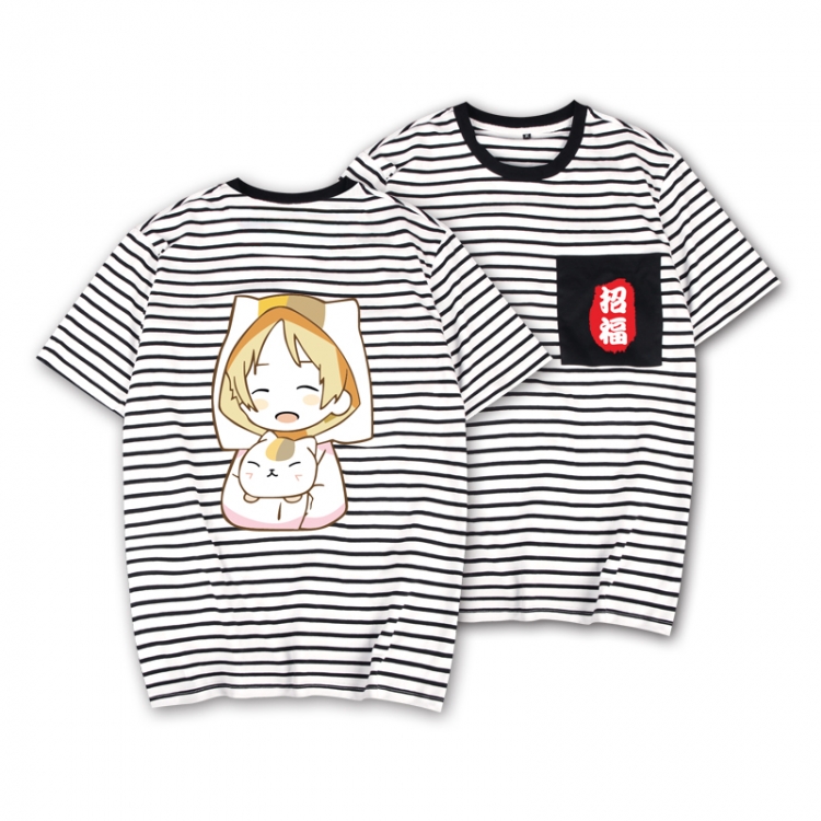 Natsume_Yuujintyou Striped Letters Color Loose Short Sleeve T-Shirt from S to XXXL