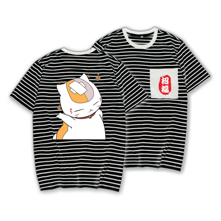 Natsume_Yuujintyou Striped Letters Color Loose Short Sleeve T-Shirt from S to XXXL