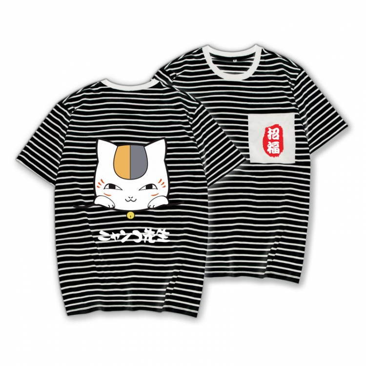 Natsume_Yuujintyou Striped Letters Color Loose Short Sleeve T-Shirt from S to XXXL