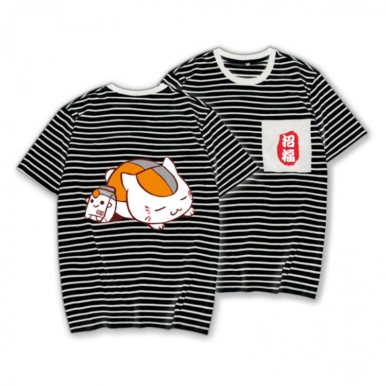 Natsume_Yuujintyou Striped Letters Color Loose Short Sleeve T-Shirt from S to XXXL