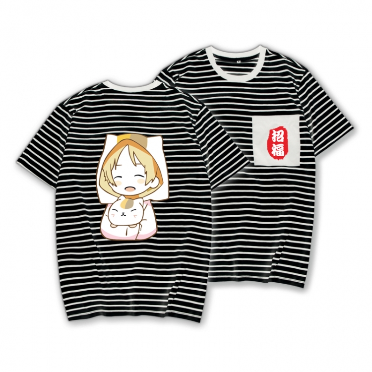 Natsume_Yuujintyou Striped Letters Color Loose Short Sleeve T-Shirt from S to XXXL