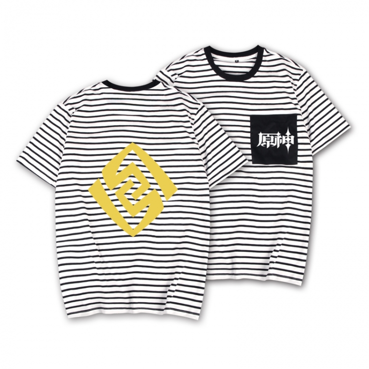 Genshin Impact  Striped Letters Color Loose Short Sleeve T-Shirt from S to XXXL