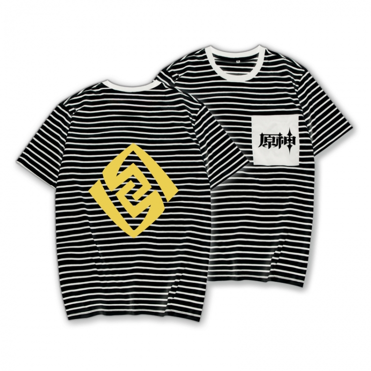 Genshin Impact  Striped Letters Color Loose Short Sleeve T-Shirt from S to XXXL