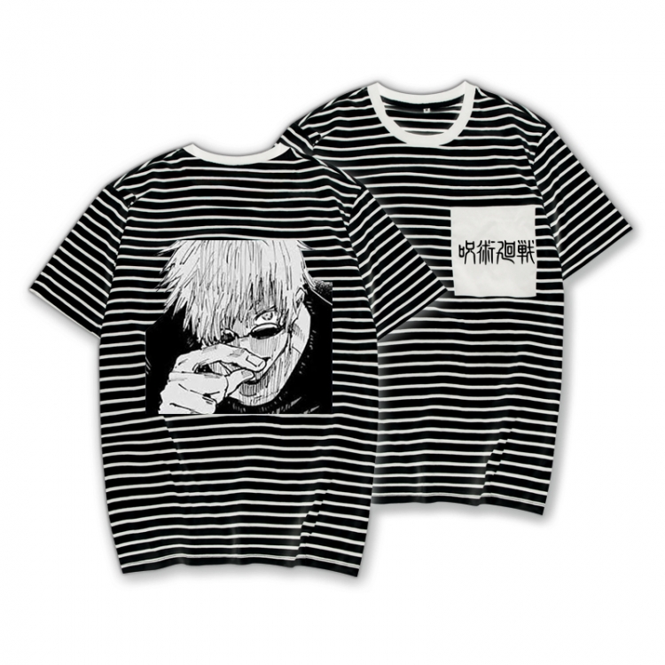 Jujutsu Kaisen Striped Letters Color Loose Short Sleeve T-Shirt from S to XXXL