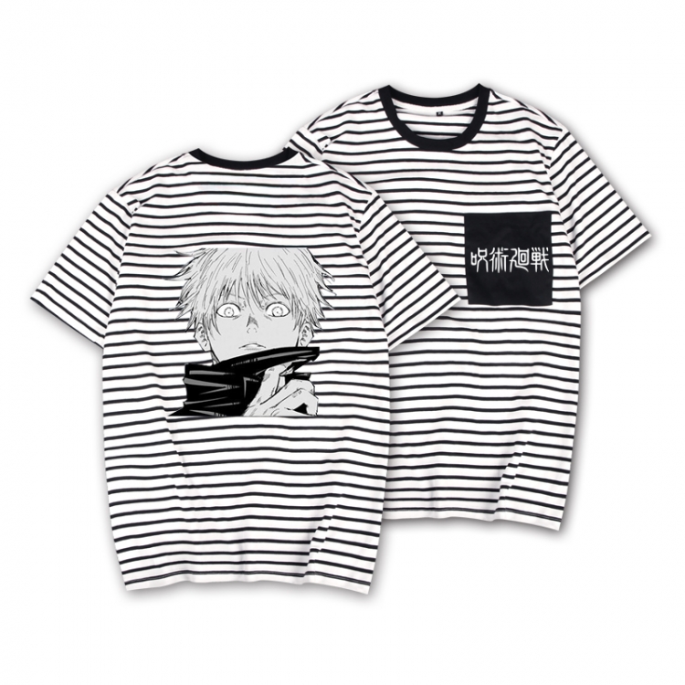 Jujutsu Kaisen Striped Letters Color Loose Short Sleeve T-Shirt from S to XXXL