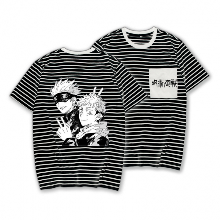 Jujutsu Kaisen Striped Letters Color Loose Short Sleeve T-Shirt from S to XXXL