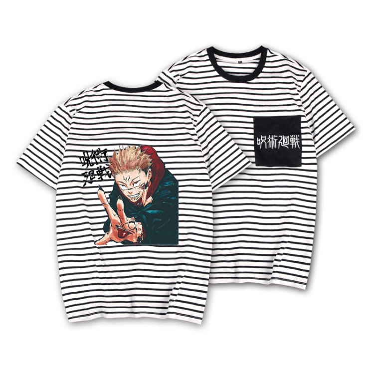 Jujutsu Kaisen Striped Letters Color Loose Short Sleeve T-Shirt from S to XXXL