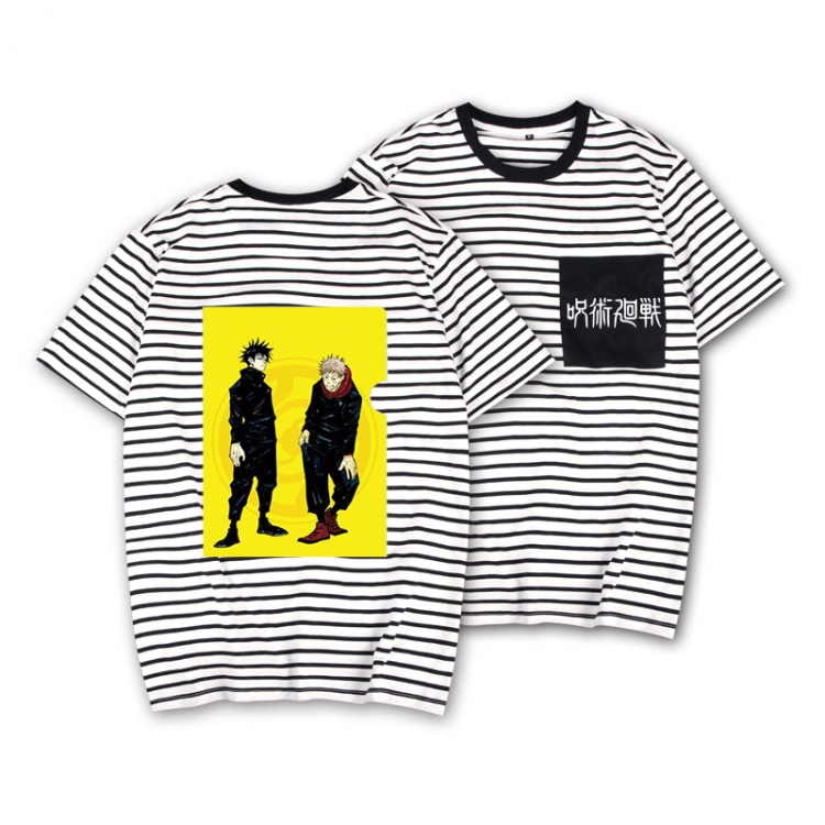 Jujutsu Kaisen Striped Letters Color Loose Short Sleeve T-Shirt from S to XXXL