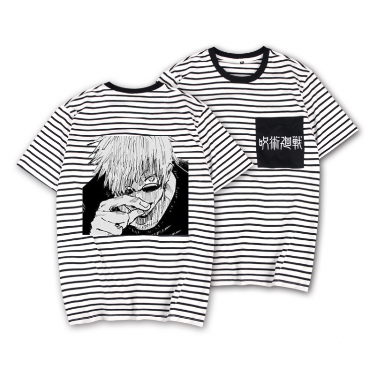 Jujutsu Kaisen Striped Letters Color Loose Short Sleeve T-Shirt from S to XXXL