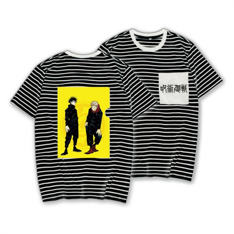 Jujutsu Kaisen Striped Letters Color Loose Short Sleeve T-Shirt from S to XXXL