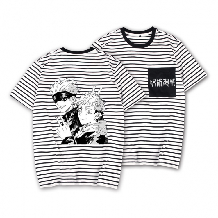 Jujutsu Kaisen Striped Letters Color Loose Short Sleeve T-Shirt from S to XXXL