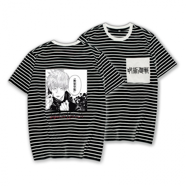 Jujutsu Kaisen Striped Letters Color Loose Short Sleeve T-Shirt from S to XXXL