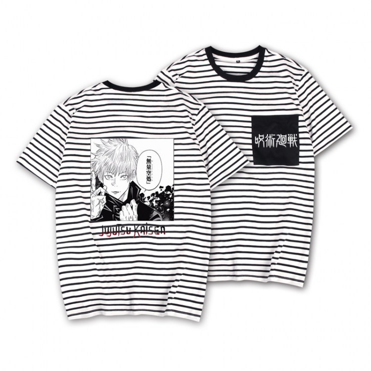 Jujutsu Kaisen Striped Letters Color Loose Short Sleeve T-Shirt from S to XXXL