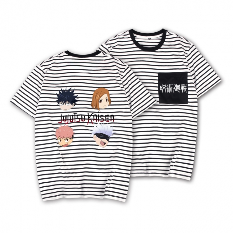 Jujutsu Kaisen Striped Letters Color Loose Short Sleeve T-Shirt from S to XXXL