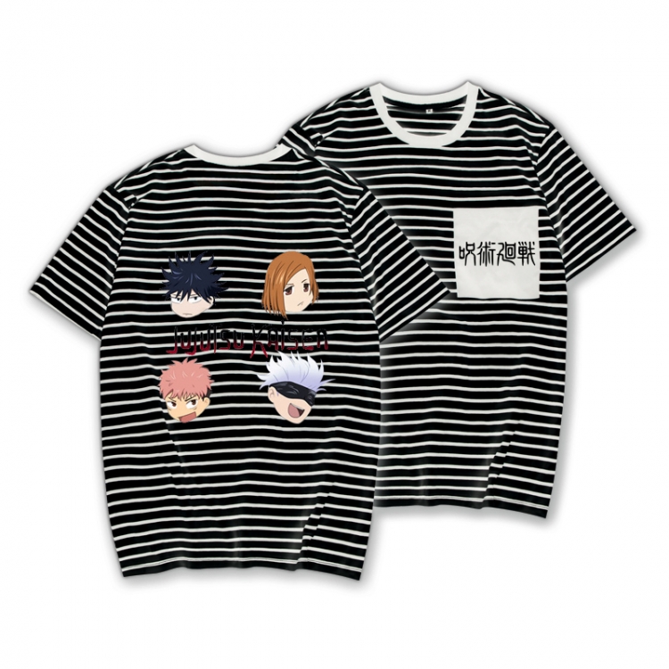 Jujutsu Kaisen Striped Letters Color Loose Short Sleeve T-Shirt from S to XXXL