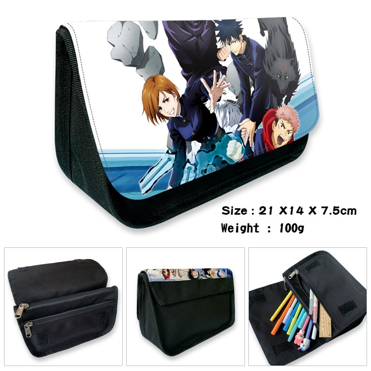 Jujutsu Kaisen   Velcro canvas zipper pencil case Pencil Bag  21×14×7.5cm