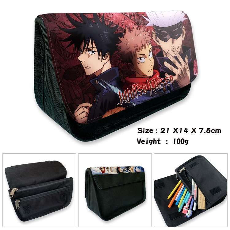 Jujutsu Kaisen   Velcro canvas zipper pencil case Pencil Bag  21×14×7.5cm