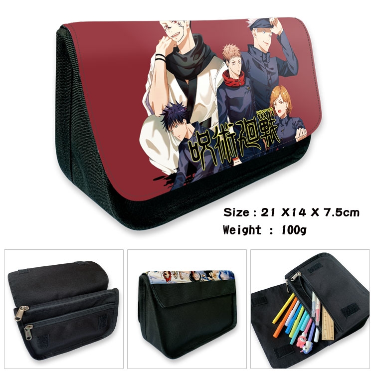 Jujutsu Kaisen   Velcro canvas zipper pencil case Pencil Bag  21×14×7.5cm