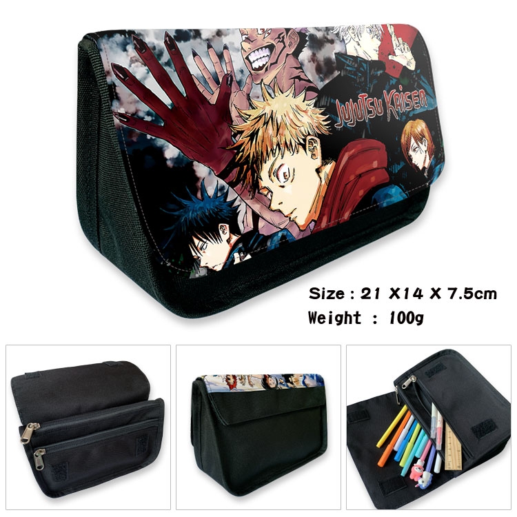 Jujutsu Kaisen   Velcro canvas zipper pencil case Pencil Bag  21×14×7.5cm