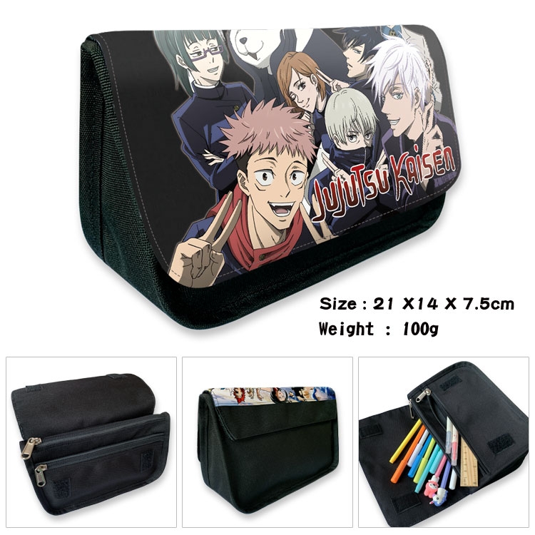 Jujutsu Kaisen   Velcro canvas zipper pencil case Pencil Bag  21×14×7.5cm