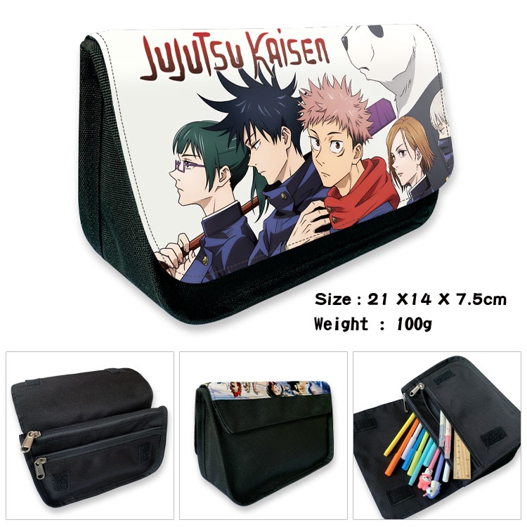 Jujutsu Kaisen   Velcro canvas zipper pencil case Pencil Bag  21×14×7.5cm