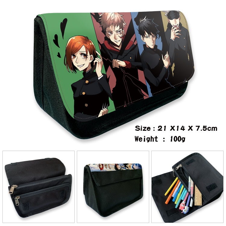 Jujutsu Kaisen   Velcro canvas zipper pencil case Pencil Bag  21×14×7.5cm