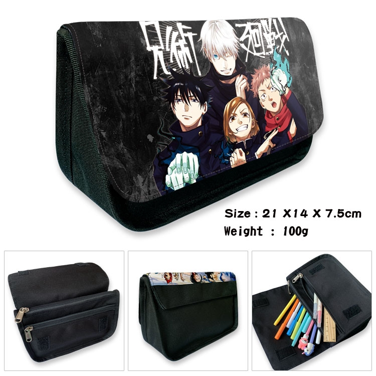 Jujutsu Kaisen   Velcro canvas zipper pencil case Pencil Bag  21×14×7.5cm