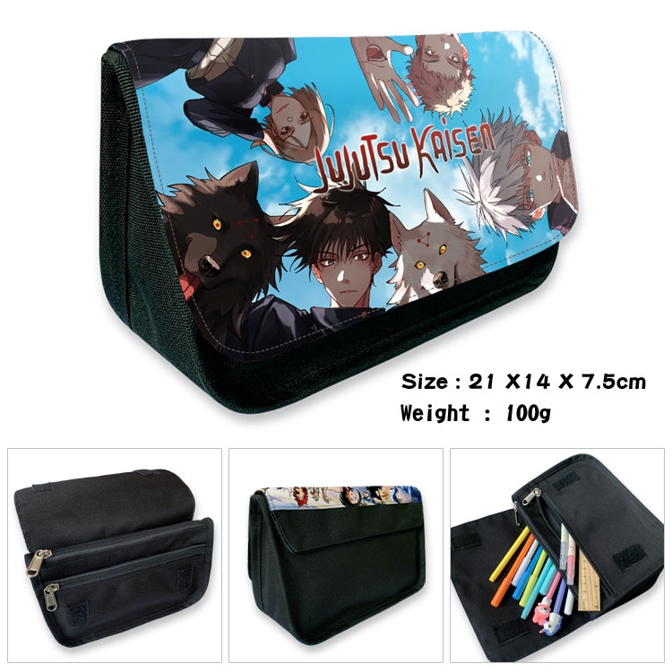 Jujutsu Kaisen   Velcro canvas zipper pencil case Pencil Bag  21×14×7.5cm