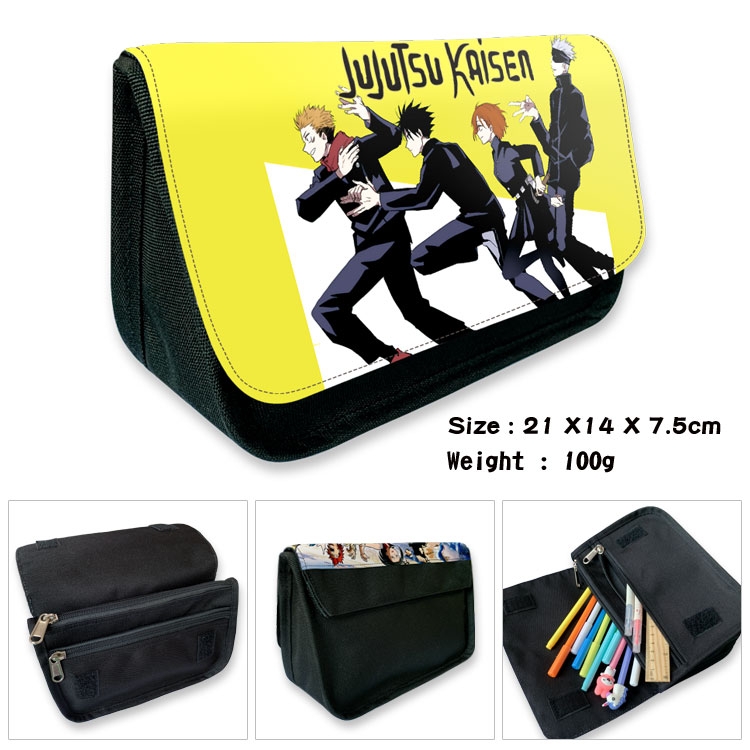 Jujutsu Kaisen   Velcro canvas zipper pencil case Pencil Bag  21×14×7.5cm