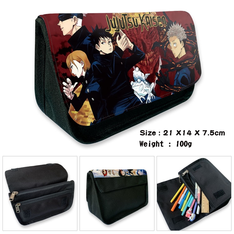 Jujutsu Kaisen   Velcro canvas zipper pencil case Pencil Bag  21×14×7.5cm