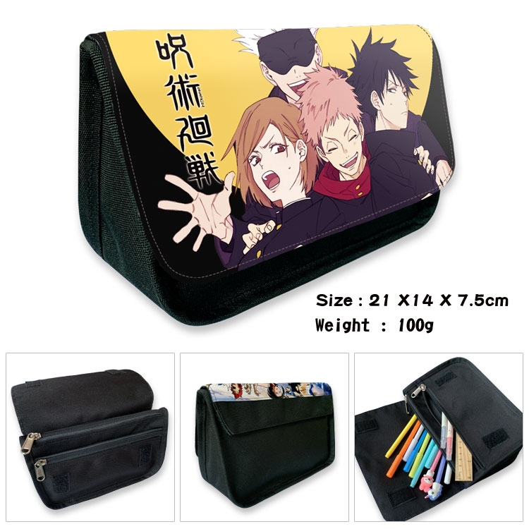 Jujutsu Kaisen   Velcro canvas zipper pencil case Pencil Bag  21×14×7.5cm