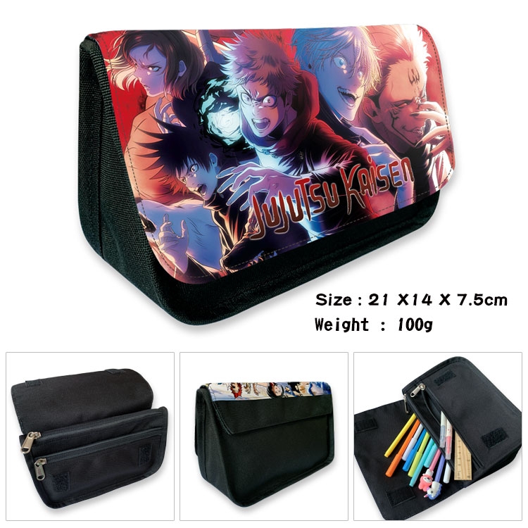 Jujutsu Kaisen   Velcro canvas zipper pencil case Pencil Bag  21×14×7.5cm