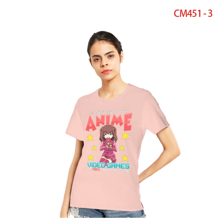 Women's Printed short-sleeved cotton T-shirt from S to 3XL CM451-3