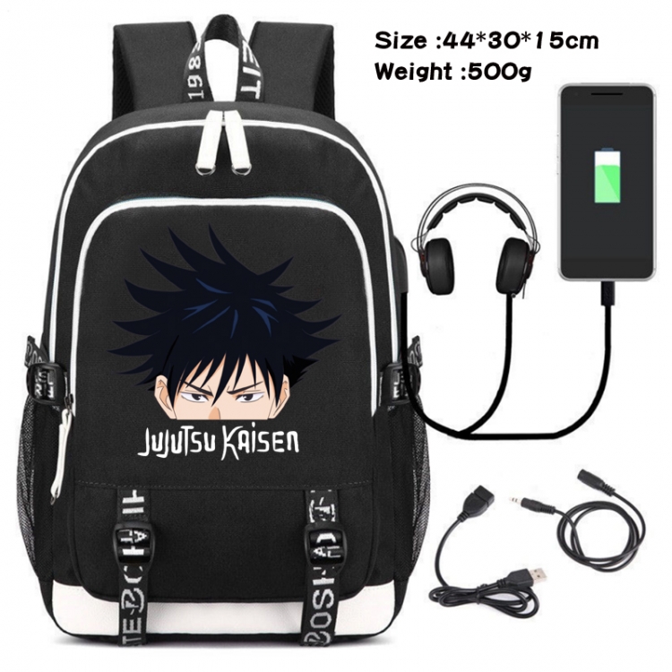 Jujutsu Kaisen Printed travel canvas backpack USB charging student school bag