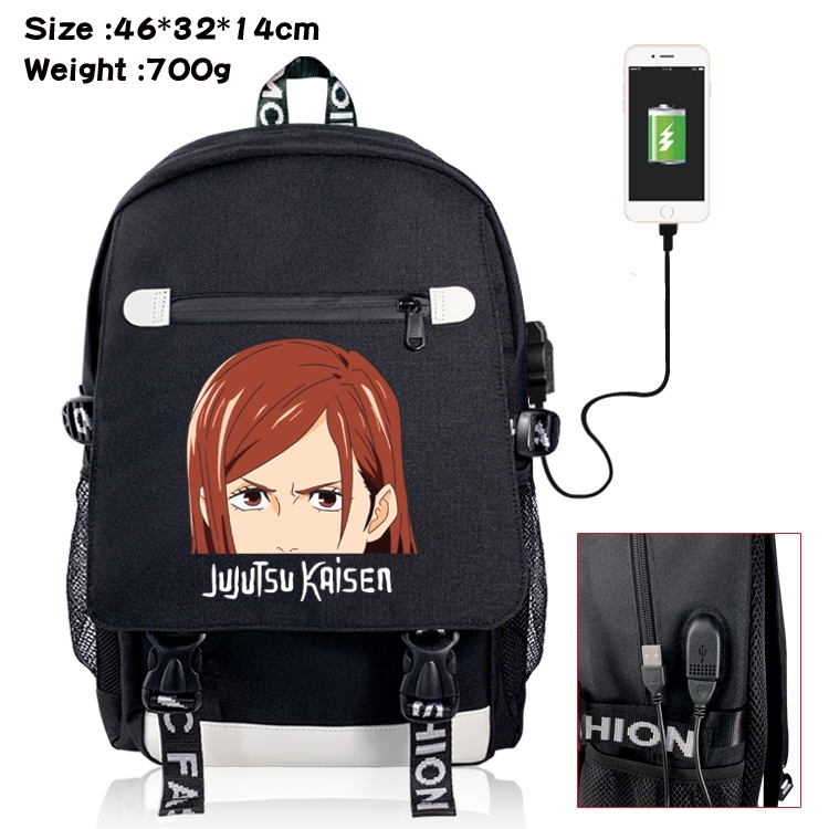 Jujutsu Kaisen Anime Big flip data cable canvas backpack student school bag 15