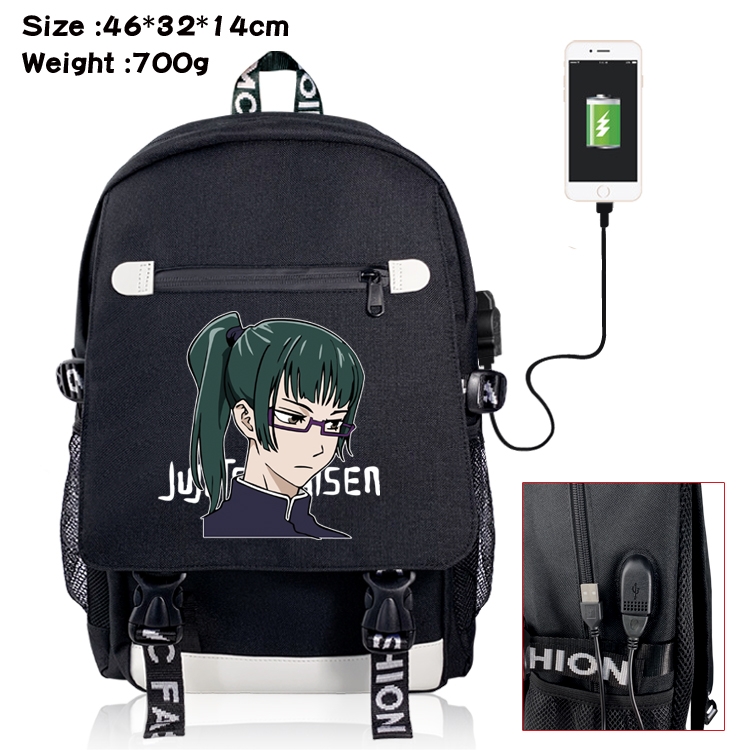 Jujutsu Kaisen Anime Big flip data cable canvas backpack student school bag 11