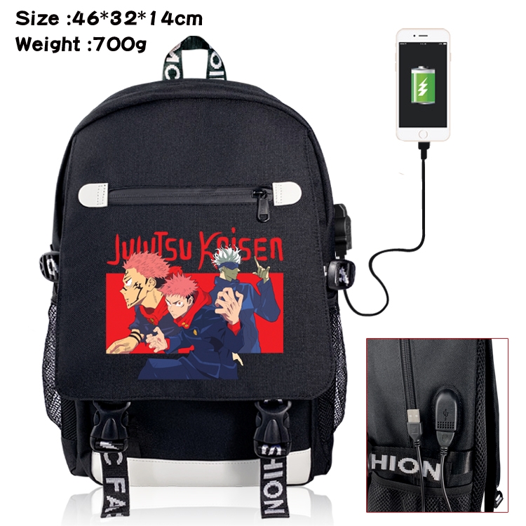 Jujutsu Kaisen Anime Big flip data cable canvas backpack student school bag 04