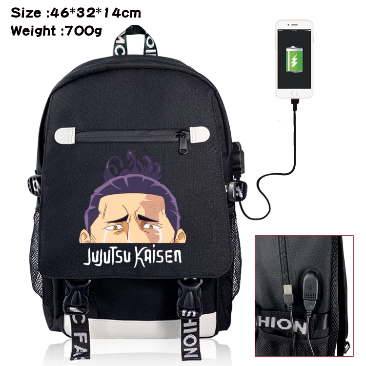 Jujutsu Kaisen Anime Big flip data cable canvas backpack student school bag 22