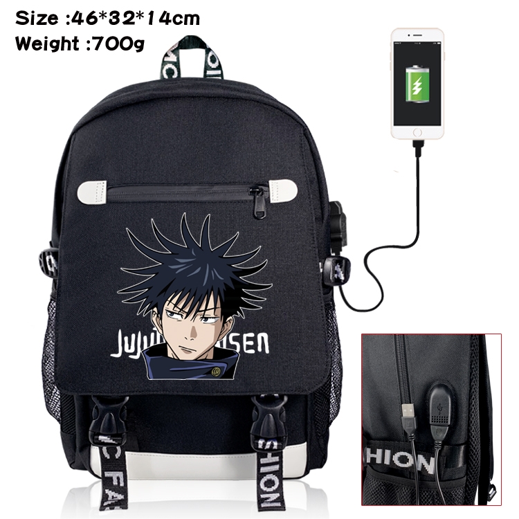 Jujutsu Kaisen Anime Big flip data cable canvas backpack student school bag 09